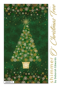 O'Christmas Tree Shimmer by Deborah Edwards for Northcott:  Green Multi Tree Panel 